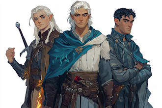 draw dnd party fullbody group illustration