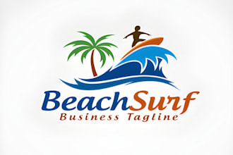 retro surf logo or illustration design