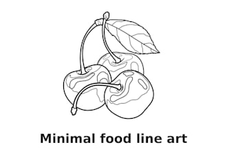 draw clean vector line art of food, plants or everyday items
