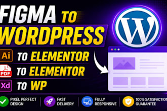 convert figma, canva to elementor pro, pdf, png to wordpress