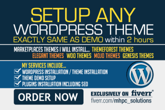 setup any wordpress theme exactly same as demo