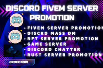 do discord mass dm, rust server promotion,active fivem,dayz, roblox, game server