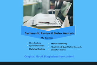 do research, systematic review, meta analysis, and article writing