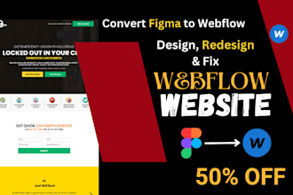 design redesign update or fix webflow website, convert figma to webflow website
