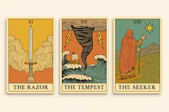draw tarot card character illustration art from your concept