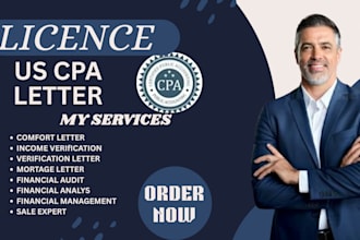 write CPA letters for mortgage, self employment, income verification with sign
