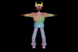create a 3d retro, ps1, n64 low poly style character model