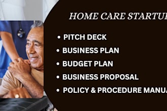 do business plan budget plan business proposal pitch deck for home care startups