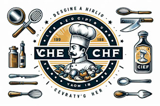 fast food, cafe, BBQ, chef restaurant logo