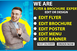 redesign  edit, or update flyer, brochure, menu, and poster