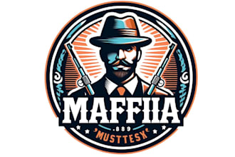 design super mafia smoking mascot logo in 24 hours