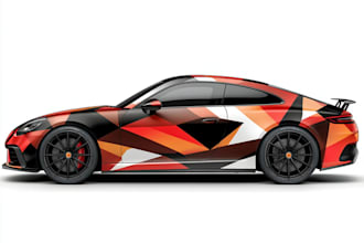 design racing car wrap, sports car, 3d realistic gta car,