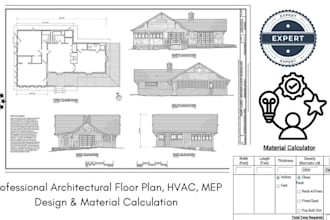 do architectural floor plan drawing, hvac , mep design, load calculation