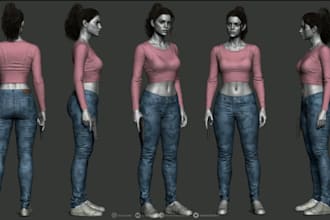 do realistic secondlife character model, 3d rigging, second life mesh, animation