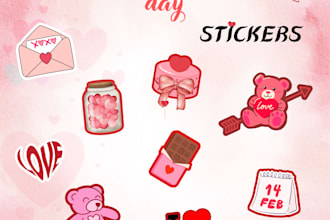 create trendly valentines day stickers, illustrations, postcards