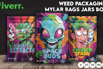 design premium weed pouch, mylar bag and cbd product labels
