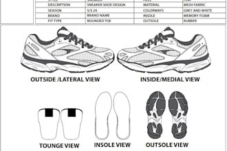do shoe design footwear design, sneakers hills, sander in complete tech pack