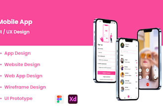 design ui ux design for mobile apps, website ui ux design using figma