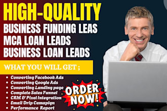 generate business funding leads merchant cash advance leads business loan leads