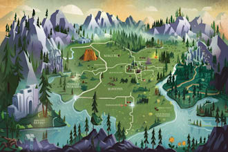 make your dream fantasy map for game, book, rpg campaign, boardgame