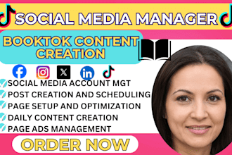 be your social media manager tiktok booktok page content creator tiktok manager