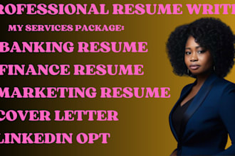write banking, finance, accounting, marketing resume and cover letter