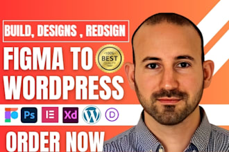 convert figma, psd, xd, or wix to wordpress with elementor pro, divi, acf expert