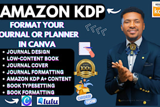 design or format your amazon KDP journal or planner in canva kdp low content
