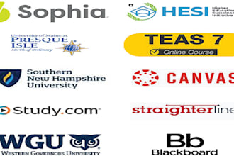assist you with sophia,umpi,snhu,straighterline and studycom tasks