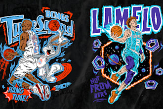 draw sports graphic illustrations for basketball or other sports