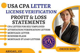 provide US CPA letter CPA verification letter CPA comfort letter profit and loss
