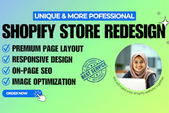 shopify website redesign, dropshipping store, shopify store design