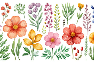 draw botanical illustrations of flowers, plants and fruits