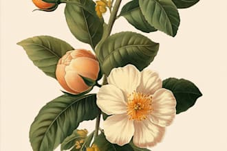 do a botanical illustration with  drawn art for you