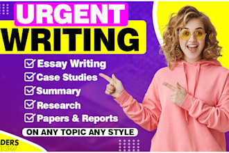 do urgent essay writing, research, summaries, reports,