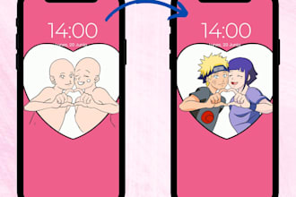 draw a ych couple wallpaper for valentine day