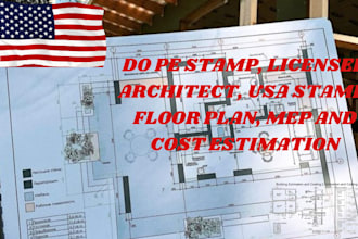 do stamp, licensed architect, USA stamp, floor plan cost estimation, calculation