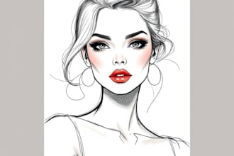 draw a fashion illustration, sketch, portrait