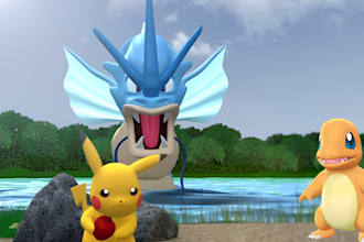 design a 3d model pokemon logo and fakemon card game print design twitch
