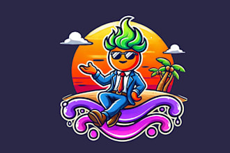 design a stunning gradient oasis mascot logo for your brand