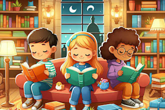 draw cute children story book illustrations and kids children coloring book