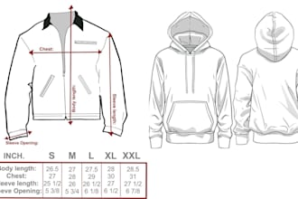 design fashion tech pack and technical drawing