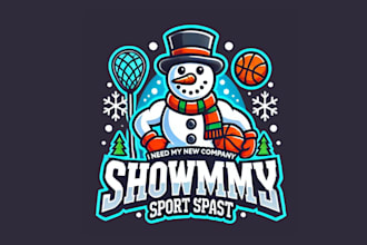 design a bold snowman sport mascot logo for your team or brand