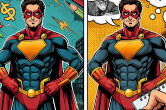 design comic book illustration or anima manga art superhero