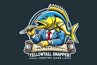 design a unique yellowtail snapper mascot logo for your brand