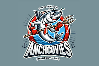 design a bold anchovies sport mascot logo for your team or brand