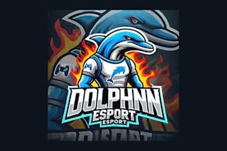create awesome dolphin,fish mascot logo with unlimited revisions