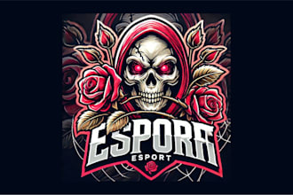 make modern rose with skull mascot logo within two days