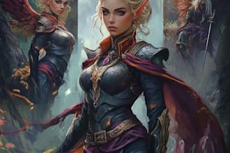 create dnd fantasy scifi illustrations of characters