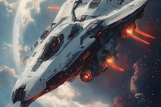 make a sci fi art, spaceship and illustration for you